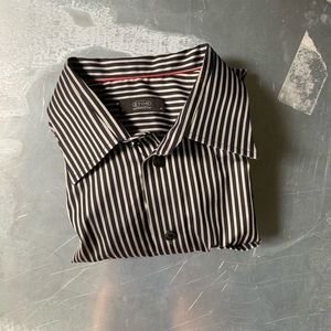 Vintage Striped Black and White Cropped Button-Up